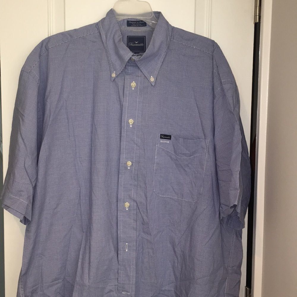Small blue check Faconnable SS Summer shirt XL